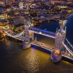 Over London Tower Bridge at Night DJI Mavic Pro 2 Drone