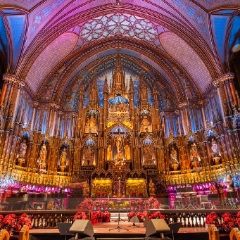 Notre Dame Basilica Christmas Concert Vibrant colors in the Notre Dame Basilica in Montreal
