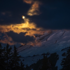 Golden Full Moonlight on Mount Baker