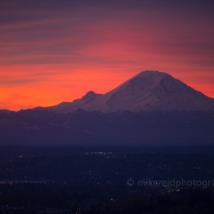 Mount Rainier Photography Burning Skies from Seattle