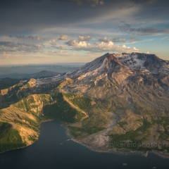 Aerial Mount St Helens Approach Over Spirit Lake