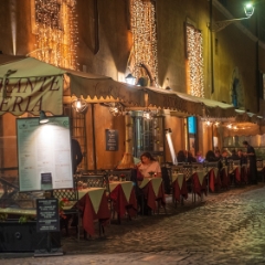 Rome Night Streets Cafe Tents