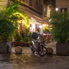 Rome Night Streets Osteria Scooter