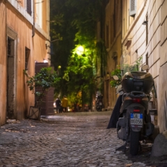 Rome Night Streets Scooter Alley