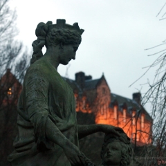 statue and castle