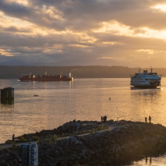 Edmonds Photography Ferry and Shipping at Sunset.jpg