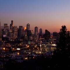 Wide Seattle Cityscape Sunset