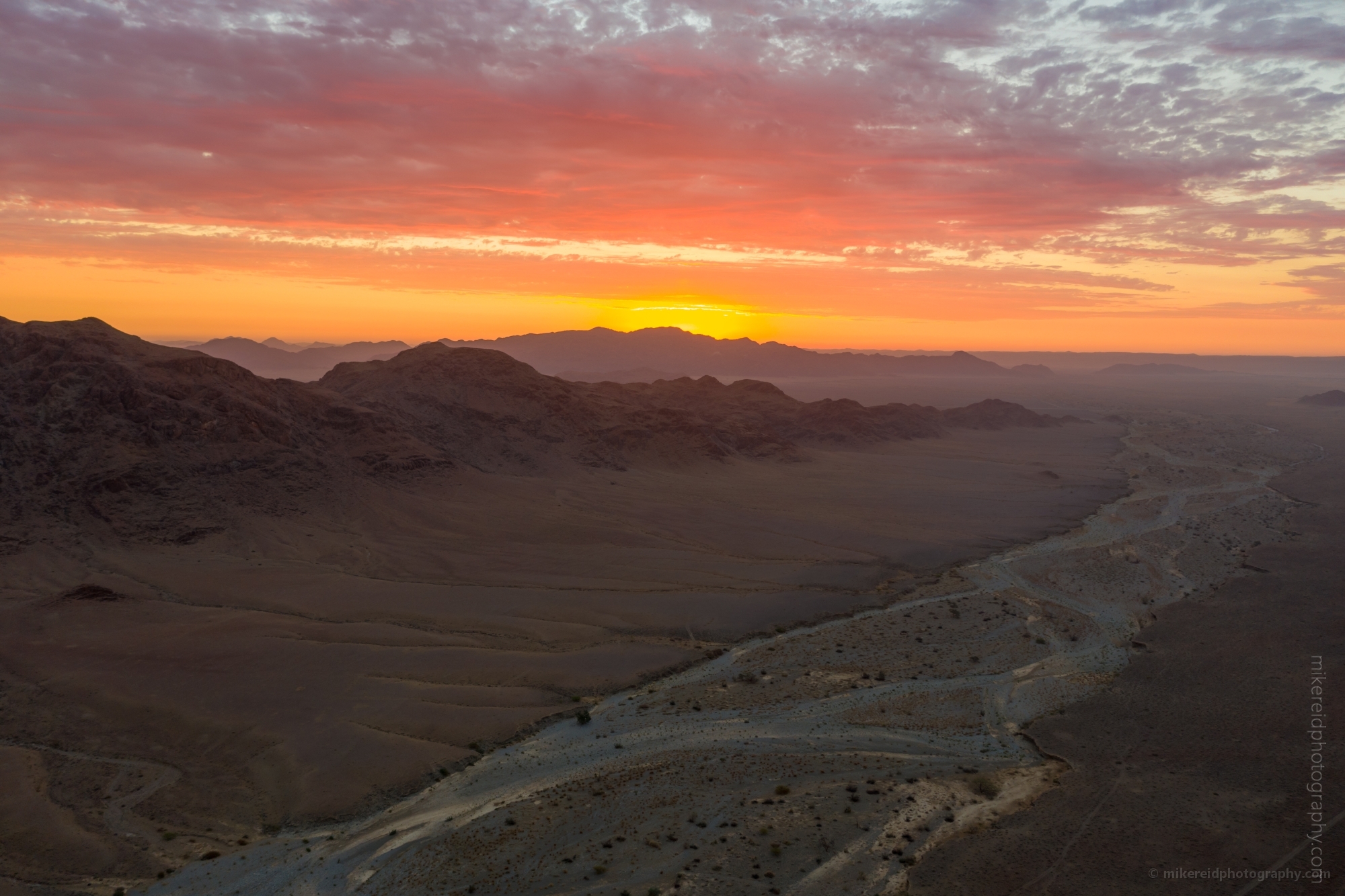 Namibia Drone DJI Mavic Pro 2 Over Hoodia Lodge Sunset Dry Riverbed