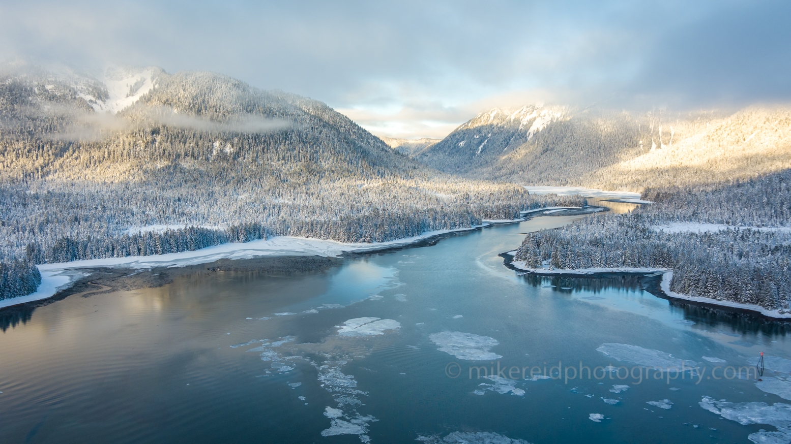 Petersburg Alaska Aerial Winter Entrance to Petersburg Creek.jpg 