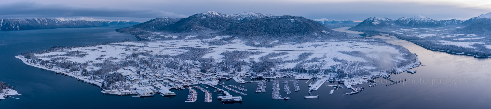 #Petersburg #Alaska  Aerial Winter Town Panorama