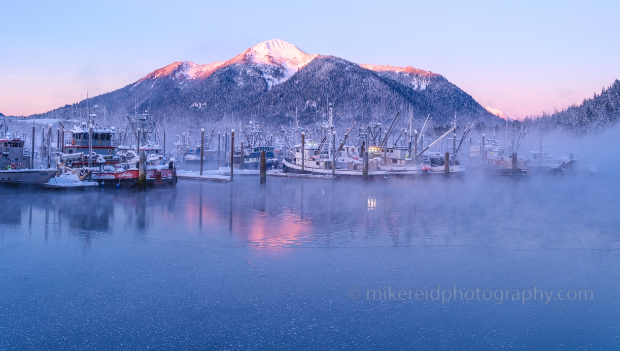 Petersburg Alaska Frozen Alpenglow Mist