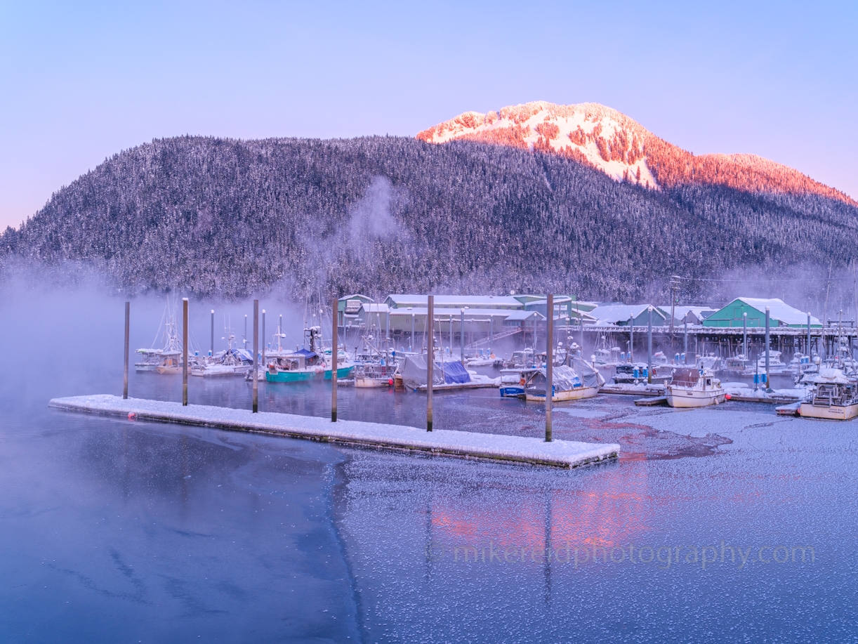 Petersburg Alaska Frozen Marina Alpenglow