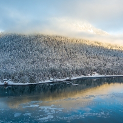 Petersburg Alaska  Aerial Winter Wrangell Narrows Reflection.jpg To order a print please email me at  Mike Reid Photography : alaska, frontier, glacier, sound, le conte glacier, petersburg, southeast alaska, landscape, goats, norway, vikings, sons of norway, snow, winter, marina, aerial photography, drone photography