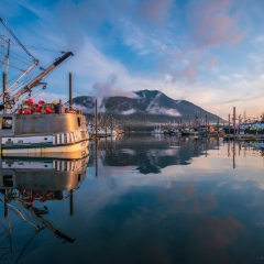 Petersburg Alaska Fishing Baots Sunrise.jpg To order a print please email me at  Mike Reid Photography : alaska, frontier, glacier, sound, le conte glacier, petersburg, southeast alaska, landscape, goats, norway, vikings, sons of norway