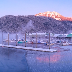 Petersburg Alaska Frozen Marina Alpenglow.jpg To order a print please email me at  Mike Reid Photography : alaska, frontier, glacier, sound, le conte glacier, petersburg, southeast alaska, landscape, goats, norway, vikings, sons of norway