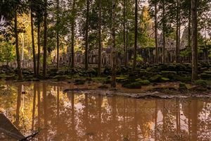 Cambodia Ta Keo Ruins Reflection Redux