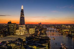 Over London Shard and Thames Sunset DJI Mavic Pro 2