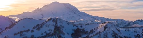 Mount Rainier Aerial Photography Crystal Mountain Ski Area Sunset Clouds Perspective Panorama Mount Rainier Aerial Photography Crystal Mountain Ski Area Sunset Clouds Perspective Panorama