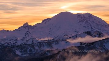 Mount Rainier Aerial Photography Northwest Side Sunset Clouds Perspective Layers Mount Rainier Aerial Photography Northwest Side Sunset Clouds Perspective Layers