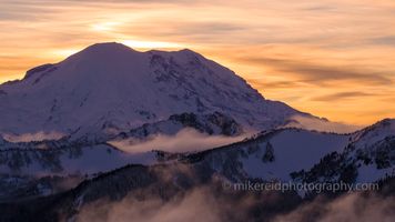 Mount Rainier Aerial Photography Northwest Side Sunset Clouds Perspective Pastels Mount Rainier Aerial Photography Northwest Side Sunset Clouds Perspective Pastels