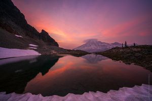 Mount Rainier Photography Sunset Light in the Tarn Edge.jpg