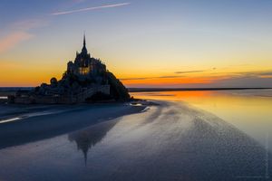 Over Normandy Mont St Michel at Dusk Reflected DJI Mavic Pro 2.jpg