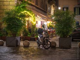 Rome Night Streets Osteria Scooter