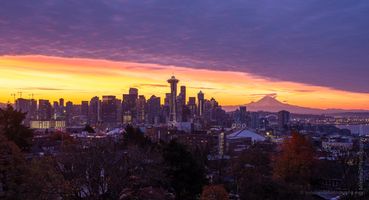 Seattle Kerry Park Photography Sunrise Curve The vibrant colors of sunrise gently fade into soft morning light over the Seattle skyline in this peaceful view from Kerry Park. The Space Needle stands...