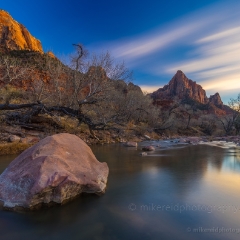 Zion Photography The Watchman Virgin River Reflection at Dusk.jpg