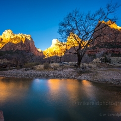 Zion Photography Ultrawide Patriarchs Sunrise Reflection To order a print please email me at  Mike Reid Photography : zion, zion national park, bryce canyon, hoodoos, utah, arizona, landscape, landscape photographjy, travel photography, sonyalpha, zeiss lenses, zion canyon drive