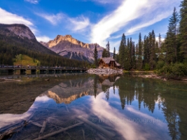 Emerald Lake Lodge Reflections – Yoho National Park Tranquility | Fine Art Mountain Print Evening calm settles over Emerald Lake in Yoho National Park, reflecting the rustic charm of Emerald Lake Lodge and the rugged peaks of the Canadian Rockies....