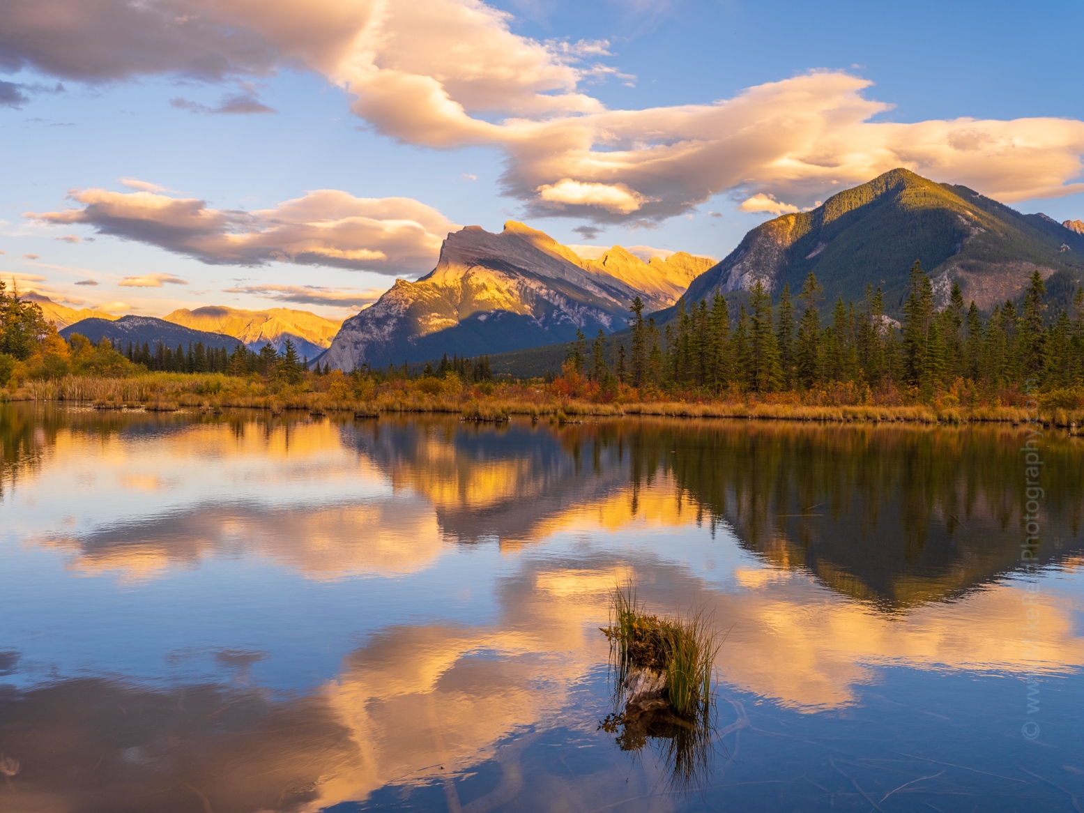 Canadian Rockies  Vermillion Fall Colors and Dusk Light