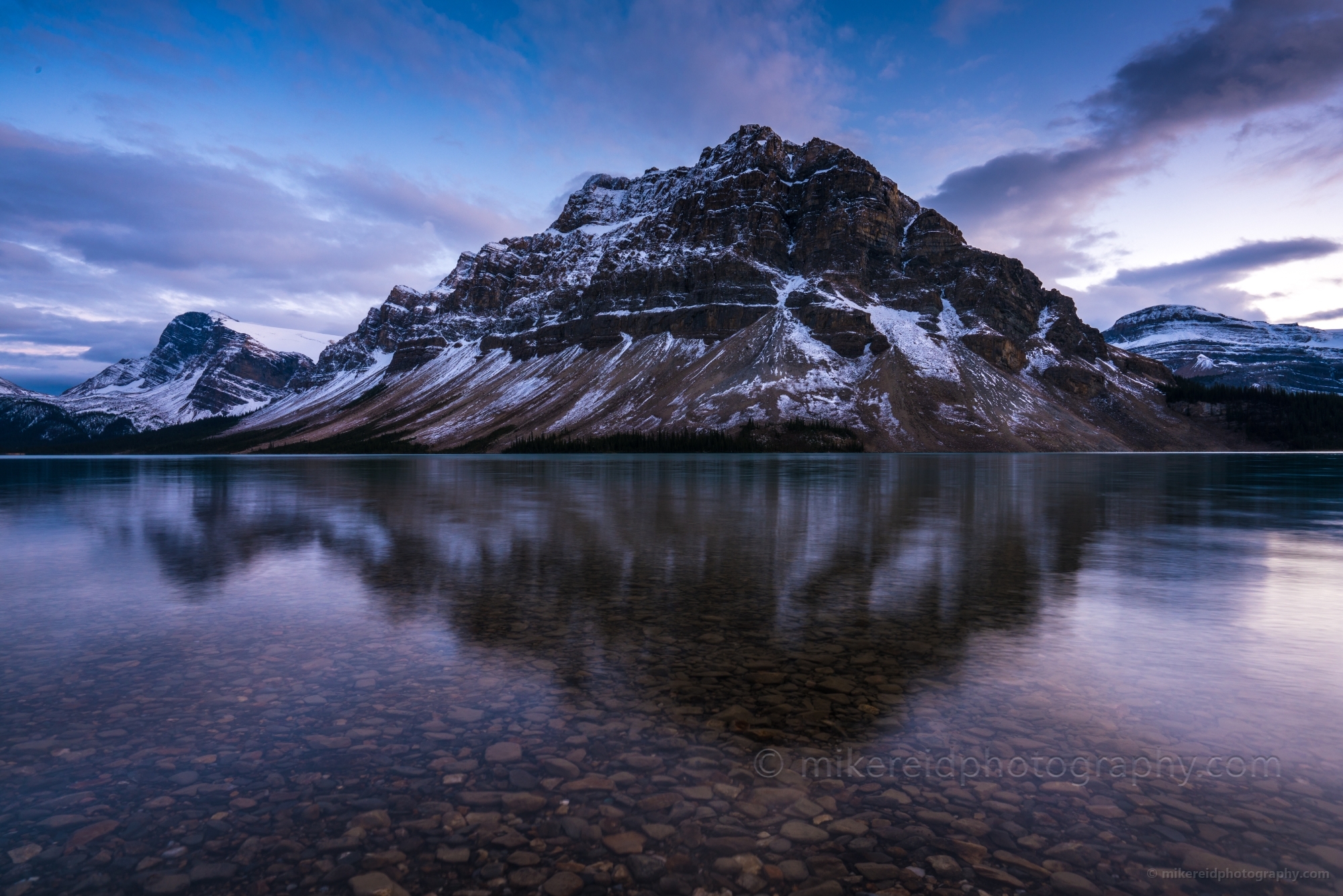 Canadian Rockies Crowfoot Mountain and Bow Lake  Dramatic Reflection