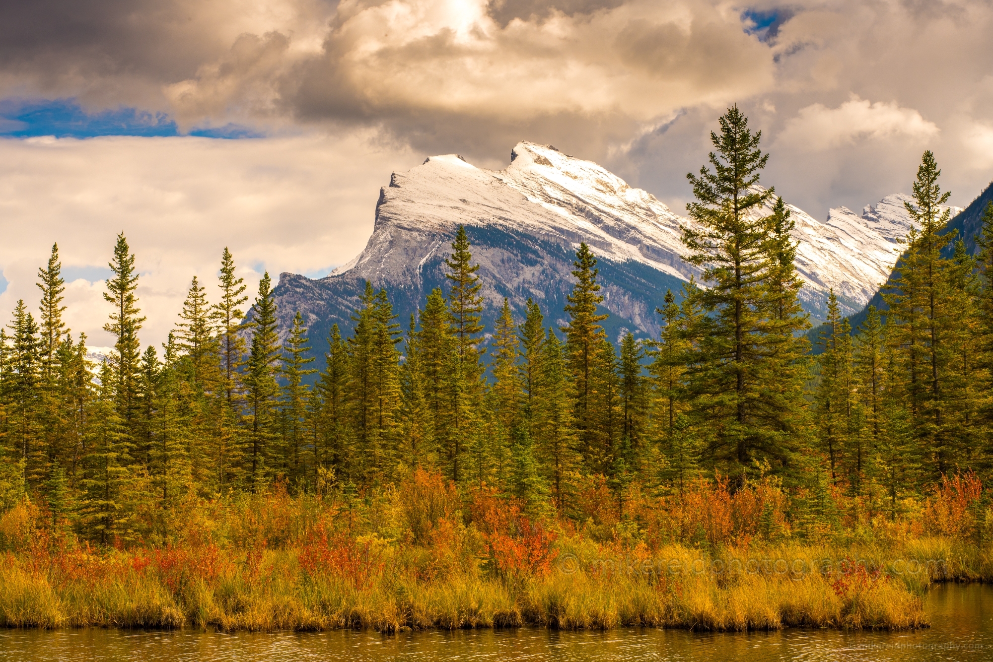 Canadian Rockies Vermillion Lakes and Mt Rundle Fall Colors