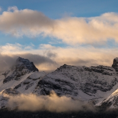 Canadian Rockies Odaray Mountain Peaks Sunset Panorama.jpg