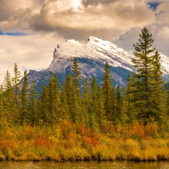 Canadian Rockies Vermillion Lakes and Mt Rundle Fall Colors.jpg