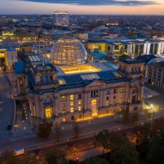 Aerial Reichstag Night Lights.jpg To order a print please email me at  Mike Reid Photography : Potsdamer Platz, berlin, drone, sony center,  tresor, reichstag, gate, brandenburg, germany