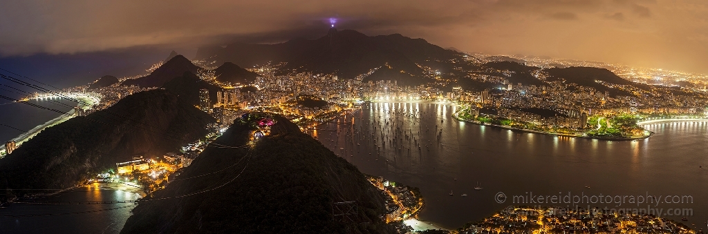 Night Rio de Janeiro Panorma Sugarloaf