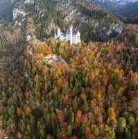 Aerial Castle Neuschwanstein Fall Colors Panorama