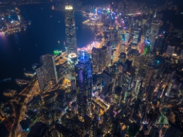 Aerial Hong Kong Center Night Streets and Buildings Financial.jpg default