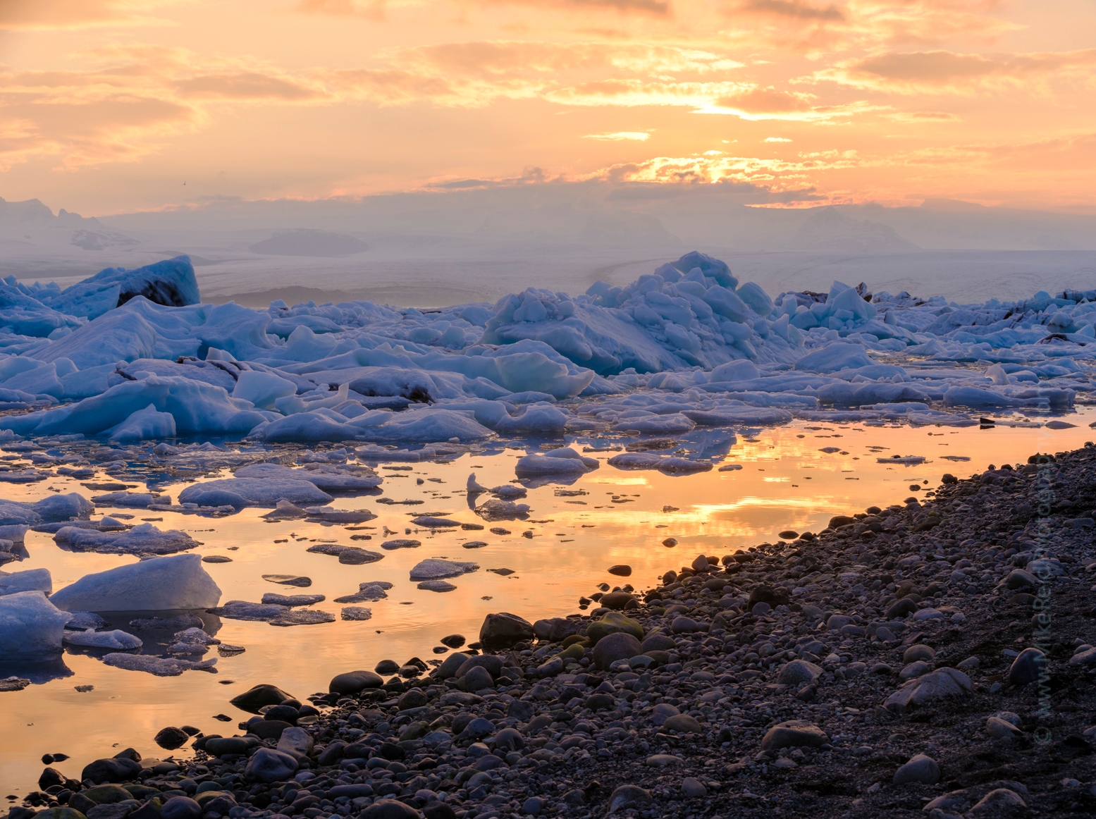 Iceland Jokulsaron Ice Sunset