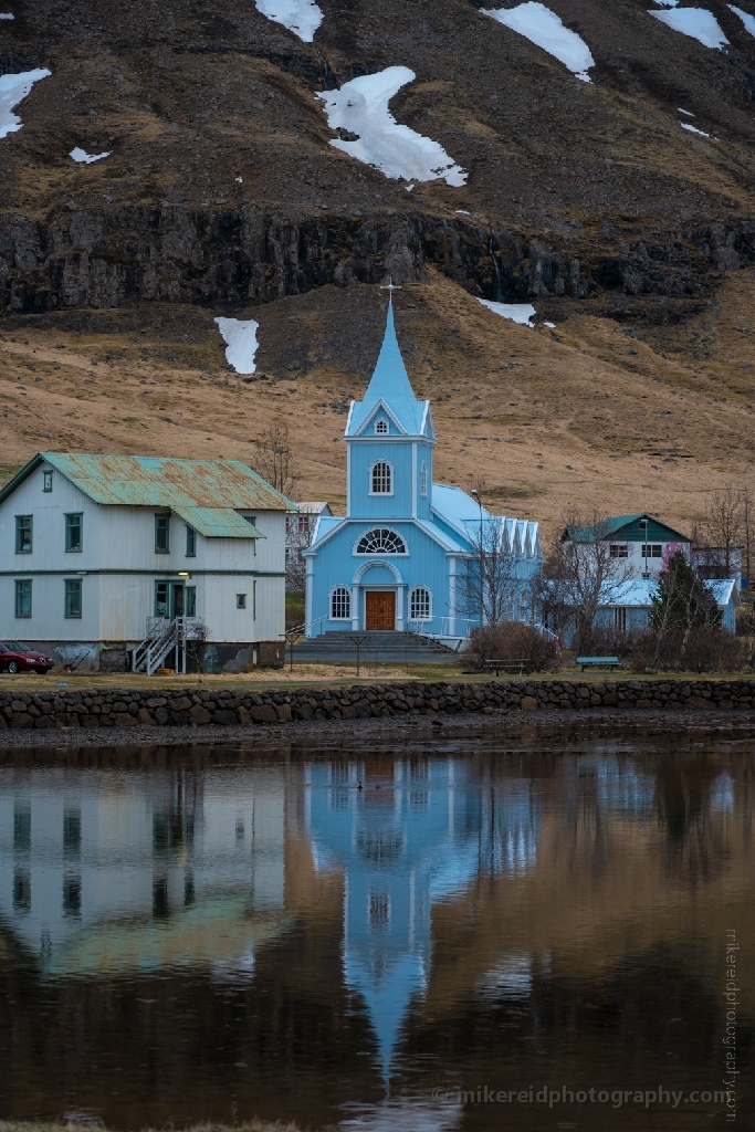 Iceland Seydisfjordur Blue Church Reflection.jpg