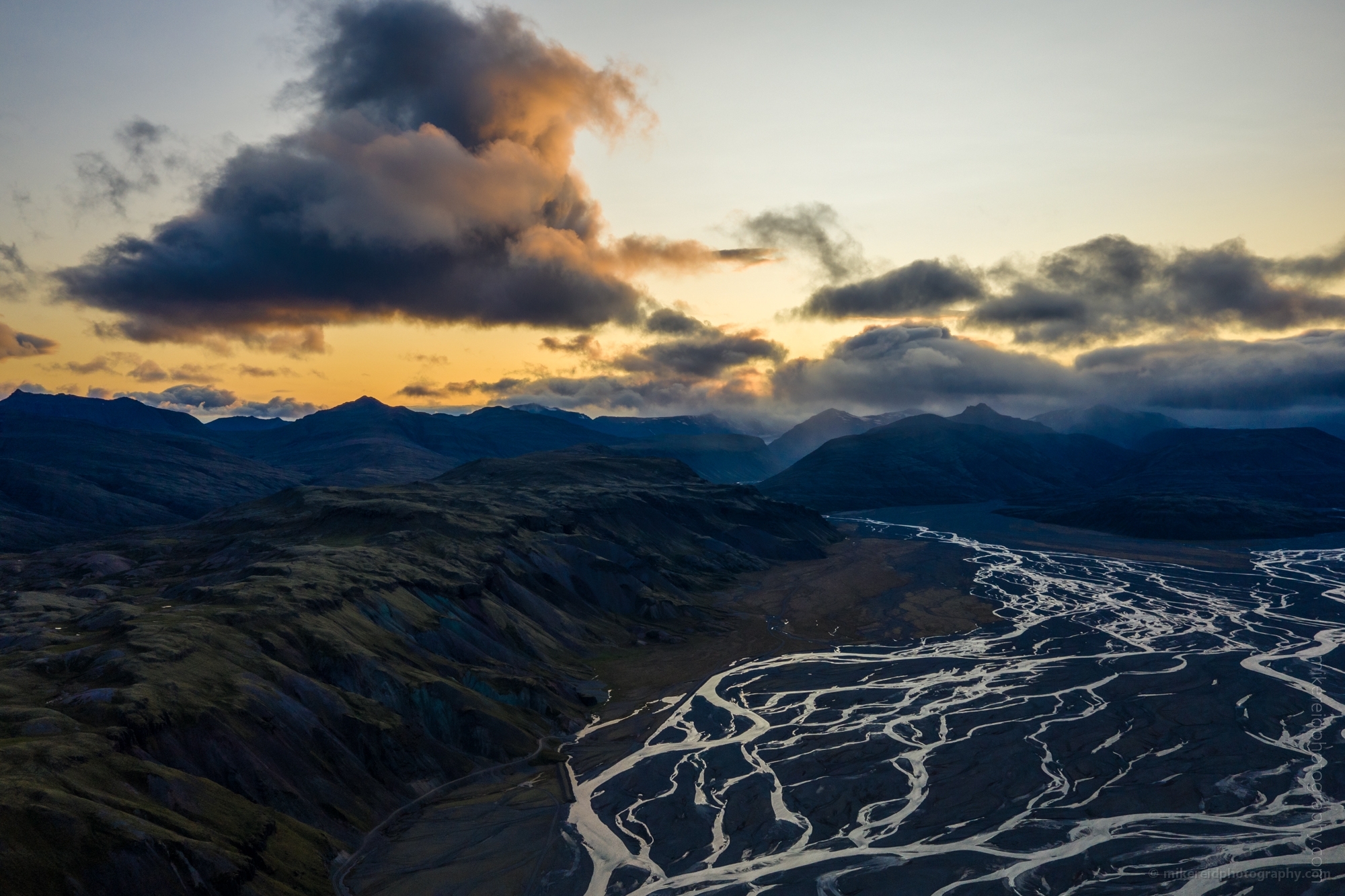 Over Iceland Braided River Sunset DJI Mavic Pro 2 Drone.jpg 