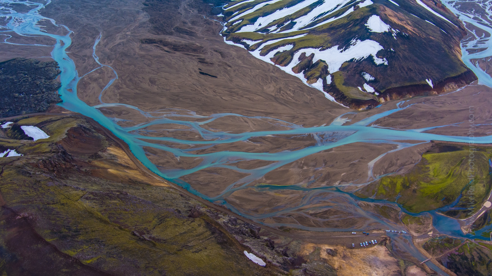 Over Iceland Drone Highlands River