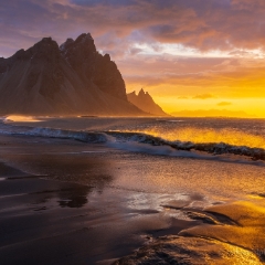 Iceland Photography Stokksnes Golden Sunrise.jpg  Honestly this trip changed my life....crazy as that sounds. I did the Everest base camp trek in Feb and Banff in June and they paled in comparison. The thing about Iceland is sometimes we shooters go on trips and feel pressure to get great shots. But Iceland is so awesome that the amazing shots just keep throwing themselves at you. Its just relentless. At some point I just relaxed and took it all in. 7 trips later, I can't wait to go back this year. Please contact me for your own Iceland Photography tour.  #iceland To order a print please email me at  Mike Reid Photography : iceland, nordic, ice, glacier, beach, sand, lagoon, sunset, sunrise, sky, skies, jokulsarlon river, water, reflection, romance, evening, night, sky, clouds, landscape, europe,  famous, destination, travel, trip, dream, landscape, light, movement, coast, ocean, vatnajokull, glacial, stokksnes, vestrahorn