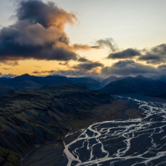 Over Iceland Braided River Sunset DJI Mavic Pro 2 Drone.jpg
