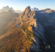 Aerial Italian Dolomites Crado a Lago and Lago Federa Fall Colors Vertical Pano.jpg default