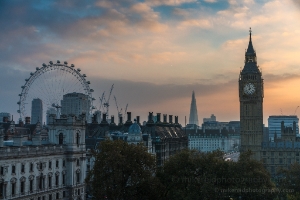 Big Ben and the London Eye Sunrise