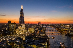 Over London Shard and Thames Sunset DJI Mavic Pro 2