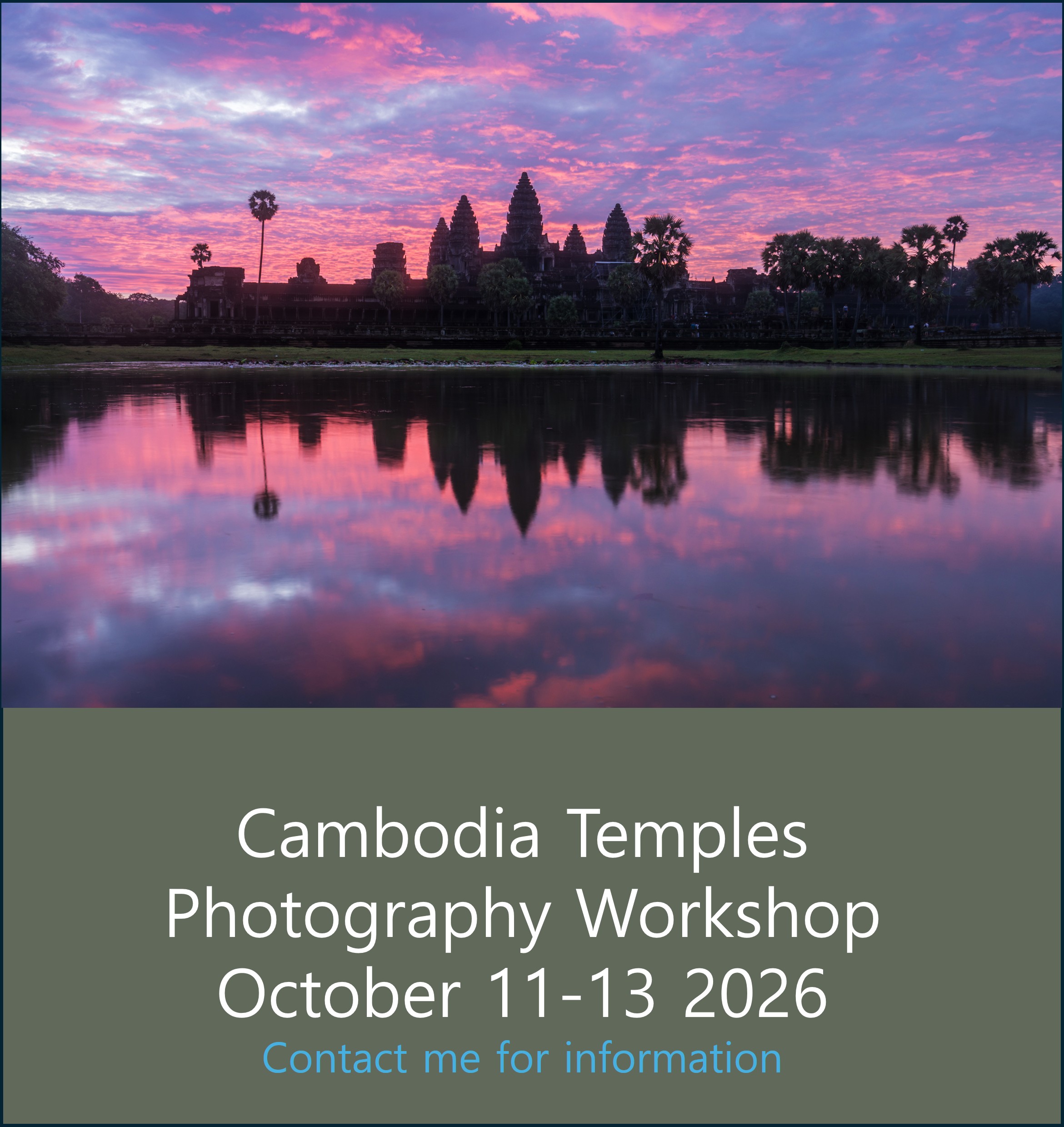 Cambodia Temples Photography Workshop October 11–13 2026